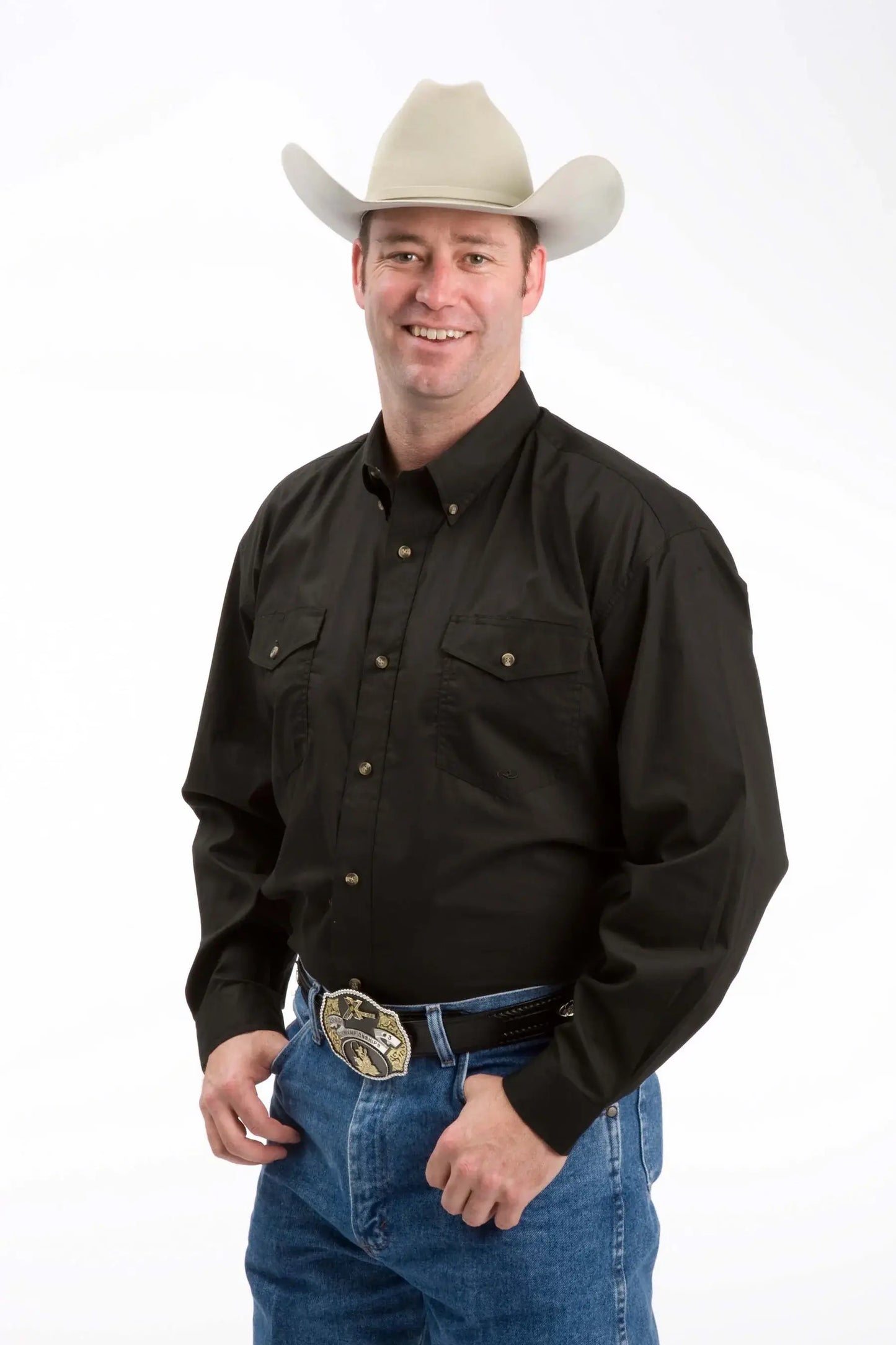 Roper Mens Black Solid Long Sleeve Western Button Shirt - Roper - Flyclothing LLC