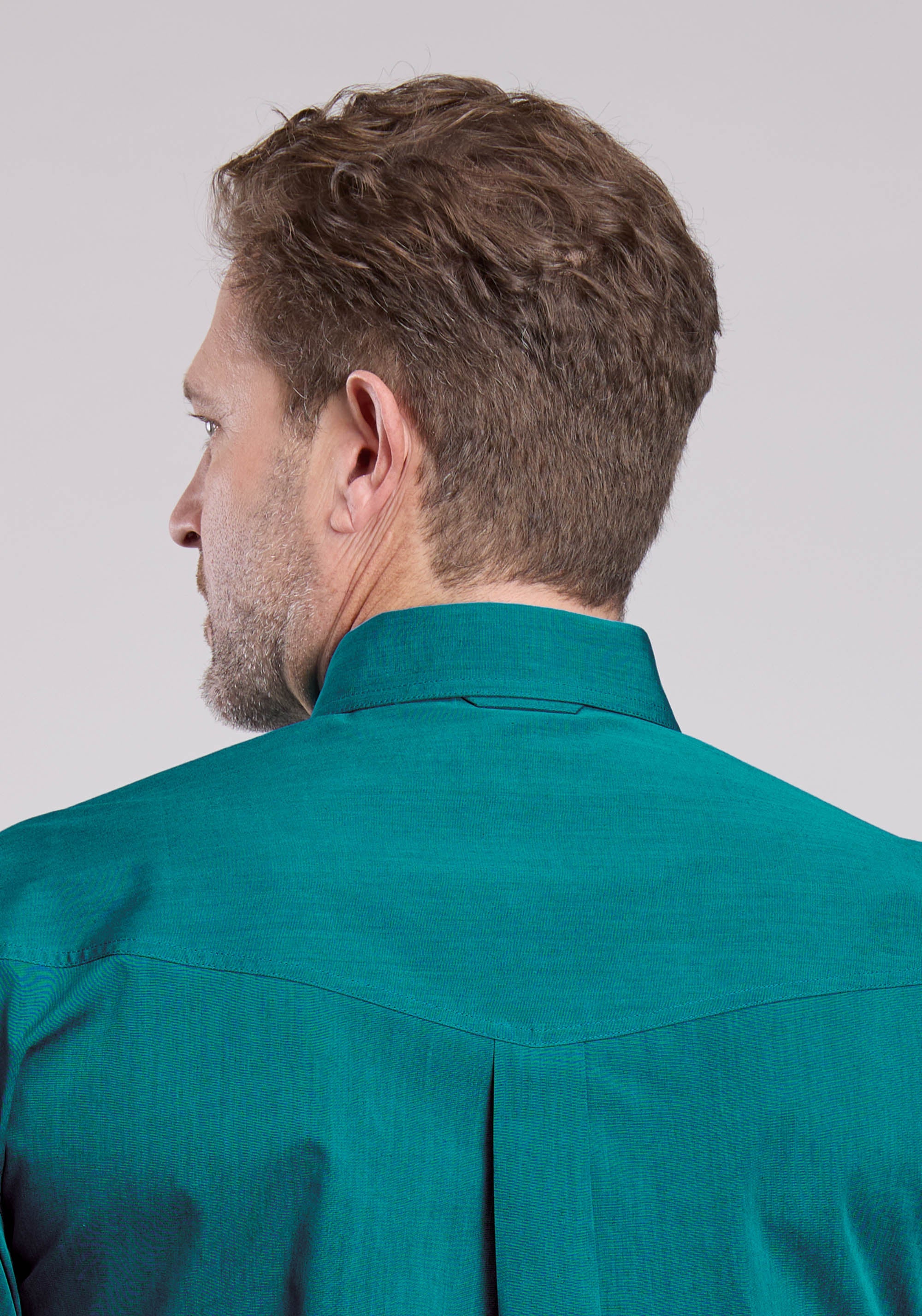 Mens Roper Solid Black Fill Teal Long Sleeve Button Shirt