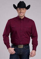 Roper Mens Long Sleeve Button Black Fill - Wine Western Shirt - Roper - Flyclothing LLC