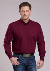 Roper Mens Long Sleeve Button Black Fill - Wine Western Shirt - Roper - Flyclothing LLC