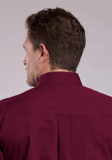 Roper Mens Long Sleeve Button Black Fill - Wine Western Shirt - Roper - Flyclothing LLC