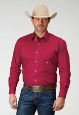 Roper Mens Long Sleeve Button Solid Poplin Stretch Red Western Shirt - Roper - Flyclothing LLC