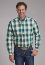 Roper Mens Taos Ombre Plaid Long Sleeve Button Western Shirt - Roper - Flyclothing LLC