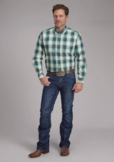 Roper Mens Taos Ombre Plaid Long Sleeve Button Western Shirt - Roper - Flyclothing LLC
