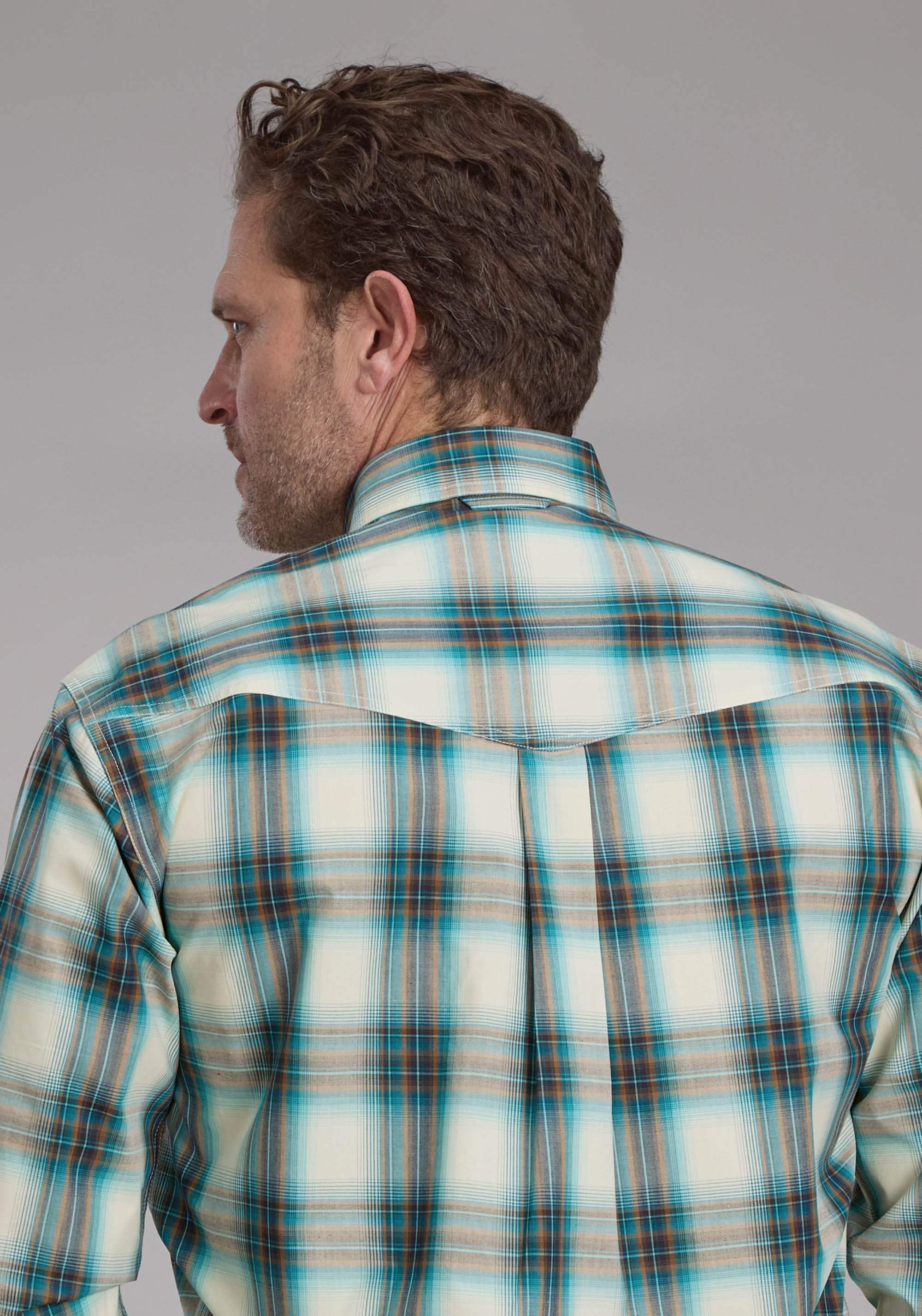 Roper Mens Taos Ombre Plaid Long Sleeve Button Western Shirt - Roper - Flyclothing LLC