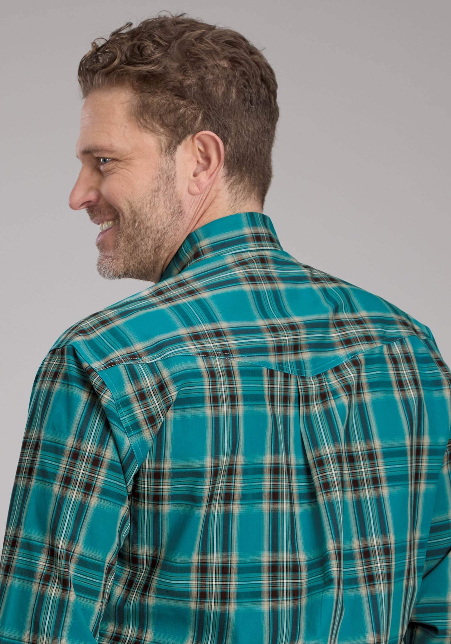Roper Mens Real Teal Plaid Long Sleeve Button Western Shirt - Roper - Flyclothing LLC