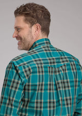 Roper Mens Real Teal Plaid Long Sleeve Button Western Shirt - Roper - Flyclothing LLC