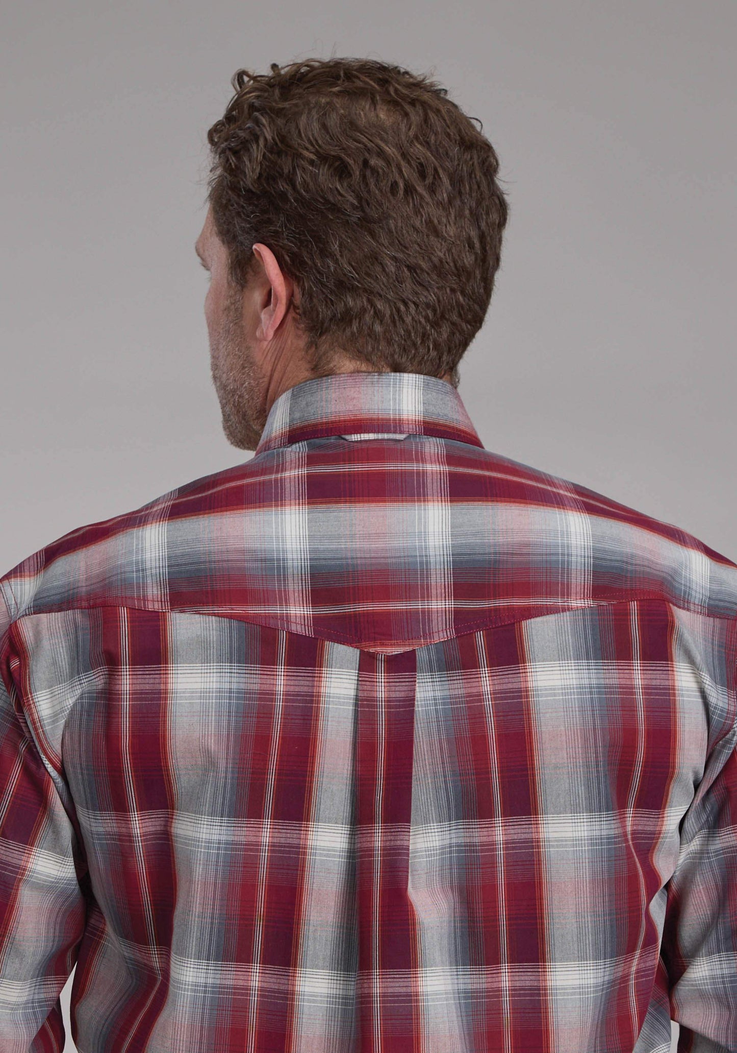 Roper Mens Wine And Smoke Plaid Long Sleeve Button Western Shirt - Roper - Flyclothing LLC