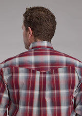 Roper Mens Wine And Smoke Plaid Long Sleeve Button Western Shirt - Roper - Flyclothing LLC