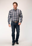 Roper Mens Long Sleeve Button West Plaid Western Shirt - Roper