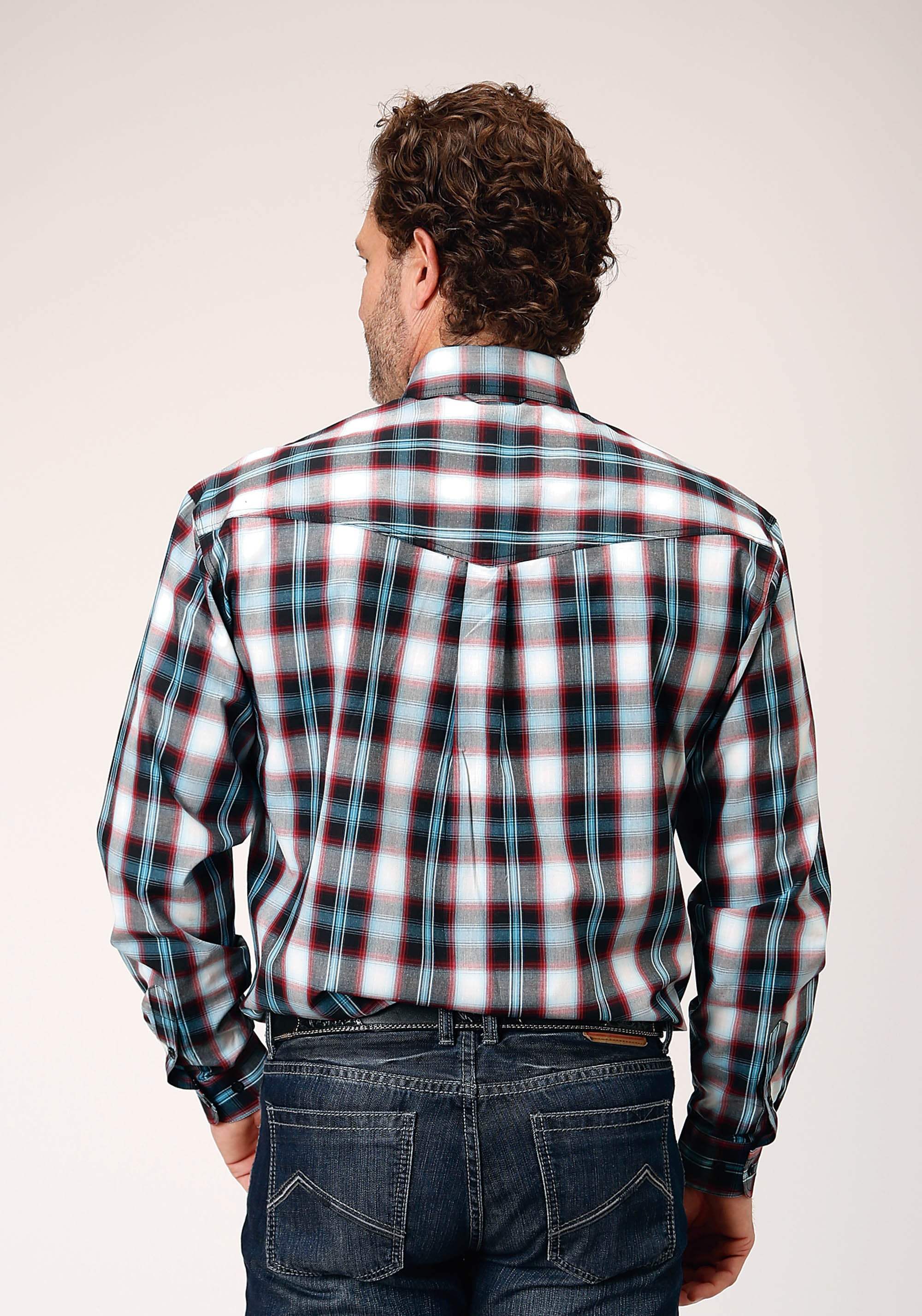Roper Mens Long Sleeve Button West Plaid Western Shirt - Roper - Flyclothing LLC