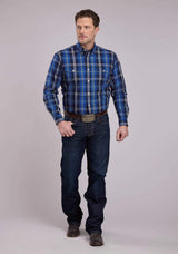 Roper Mens Long Sleeve Button Midnight Plaid Western Shirt - Roper - Flyclothing LLC