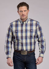 Roper Mens Long Sleeve Button Open Window Plaid Western Shirt