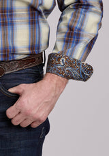 Roper Mens Long Sleeve Button Open Window Plaid Western Shirt