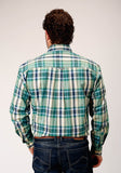 Roper Mens Long Sleeve Button Ocean Plaid Western Shirt - Roper