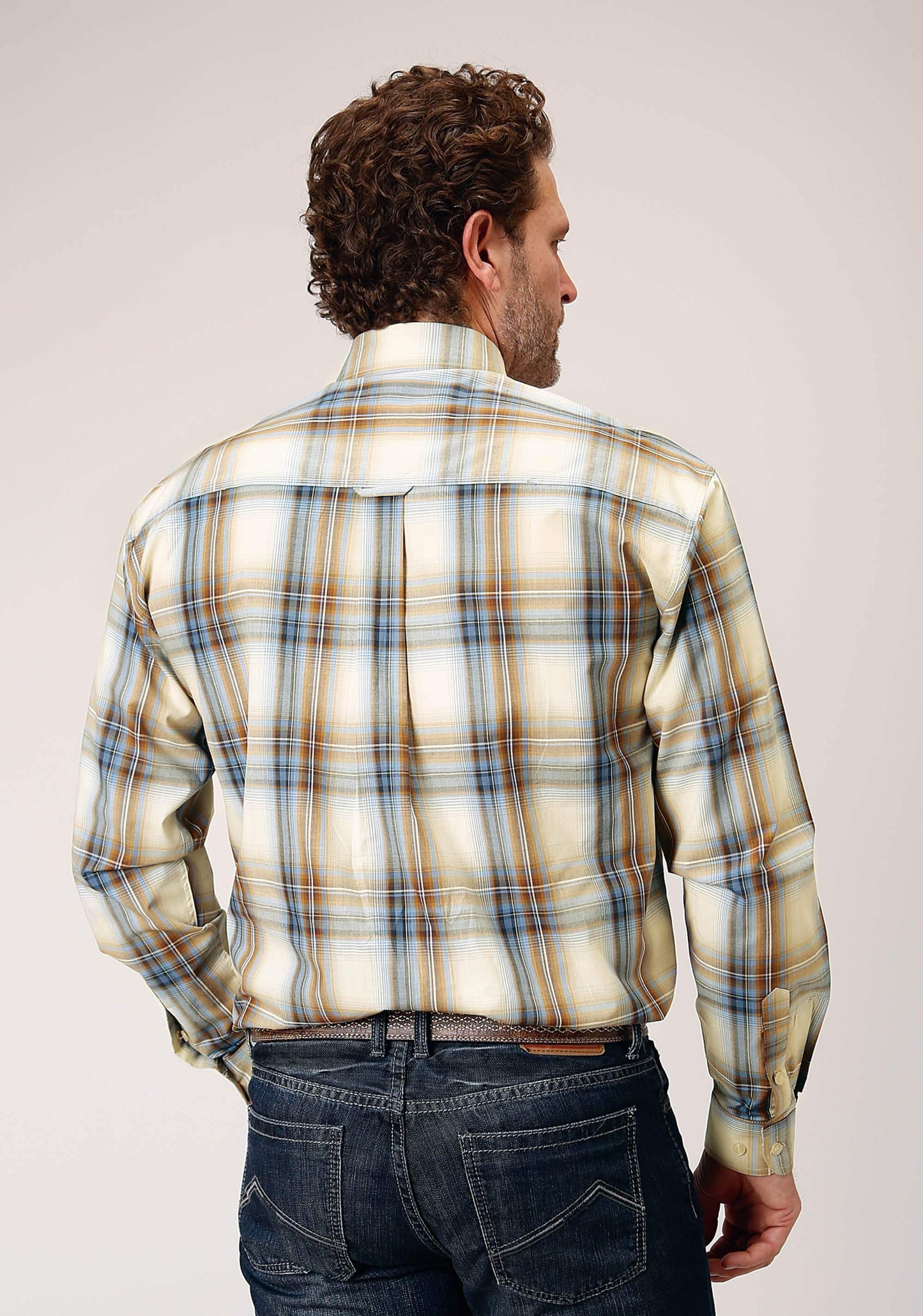 Roper Mens Long Sleeve Button Desert Blue Plaid Western Shirt - Roper - Flyclothing LLC