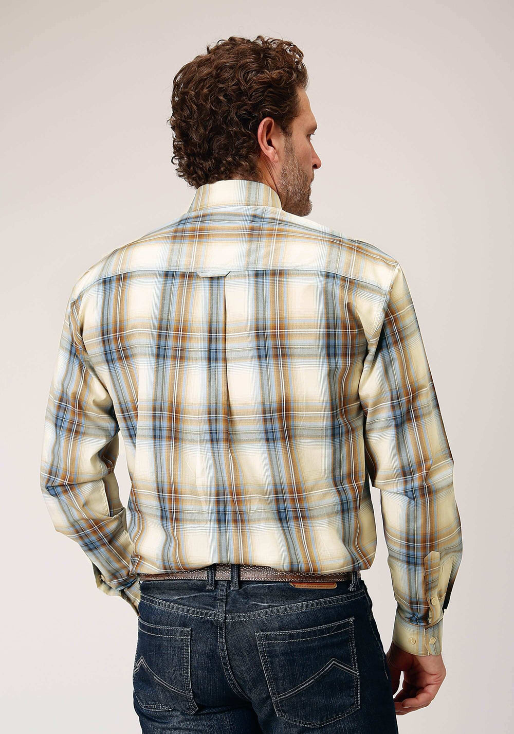 Roper Mens Long Sleeve Button Desert Blue Plaid Western Shirt - Roper - Flyclothing LLC