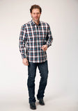 Roper Mens Long Sleeve Button West Plaid Western Shirt - Roper