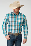 Roper Mens Long Sleeve Button Waters Edge Plaid Western Shirt - Roper