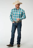 Roper Mens Long Sleeve Button Waters Edge Plaid Western Shirt - Roper