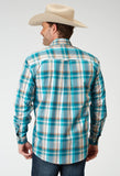Roper Mens Long Sleeve Button Waters Edge Plaid Western Shirt - Roper