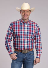 Mens Roper American West Plaid Long Sleeve Button Shirt