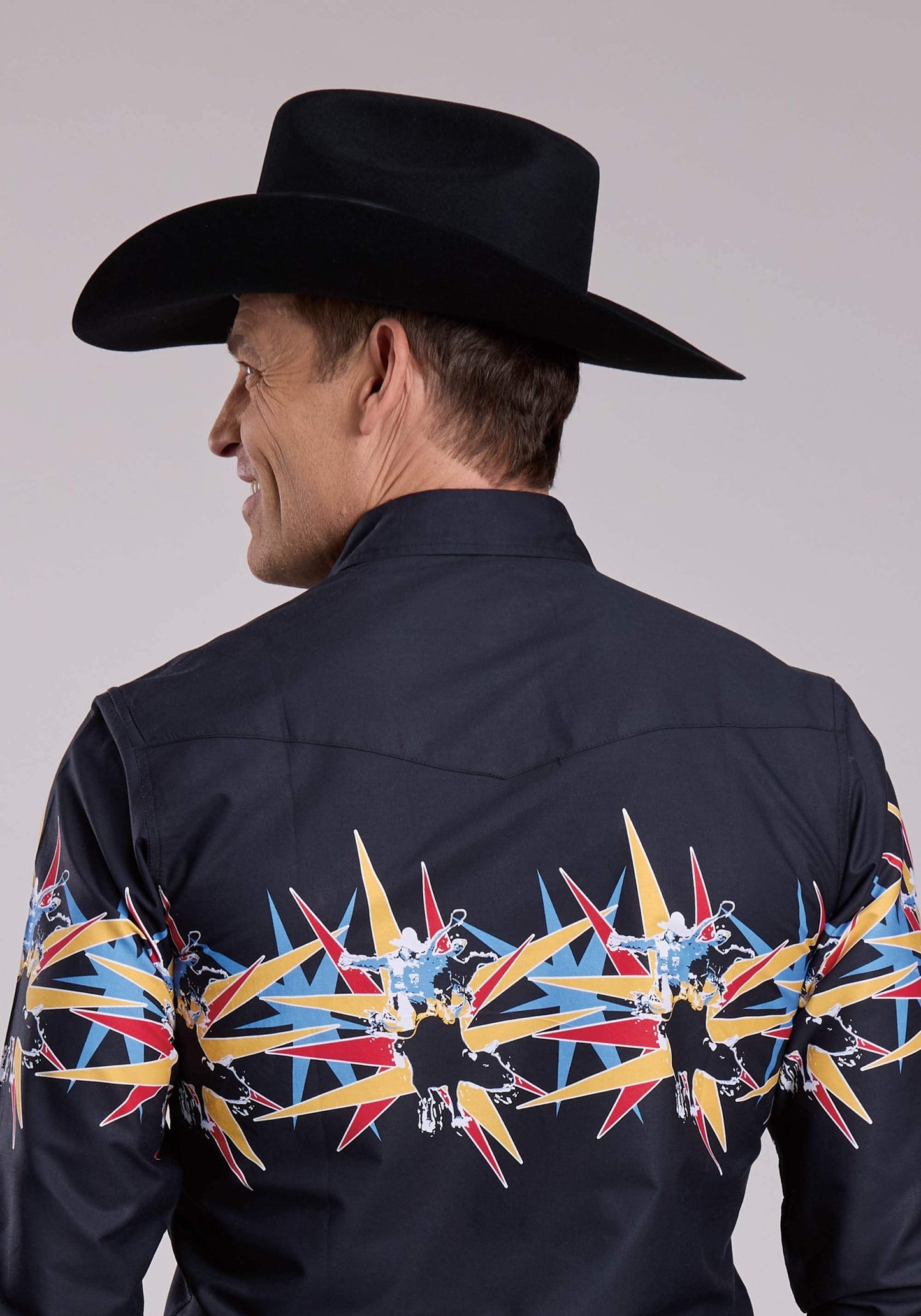 Mens Roper Star Bull Border Long Sleeve Snap Shirt - Roper - Flyclothing LLC