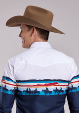 Mens Roper Sunset Border Long Sleeve Snap Shirt