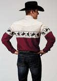 Roper Mens Long Sleeve Snap Bull Aztec Border Western Shirt - Roper