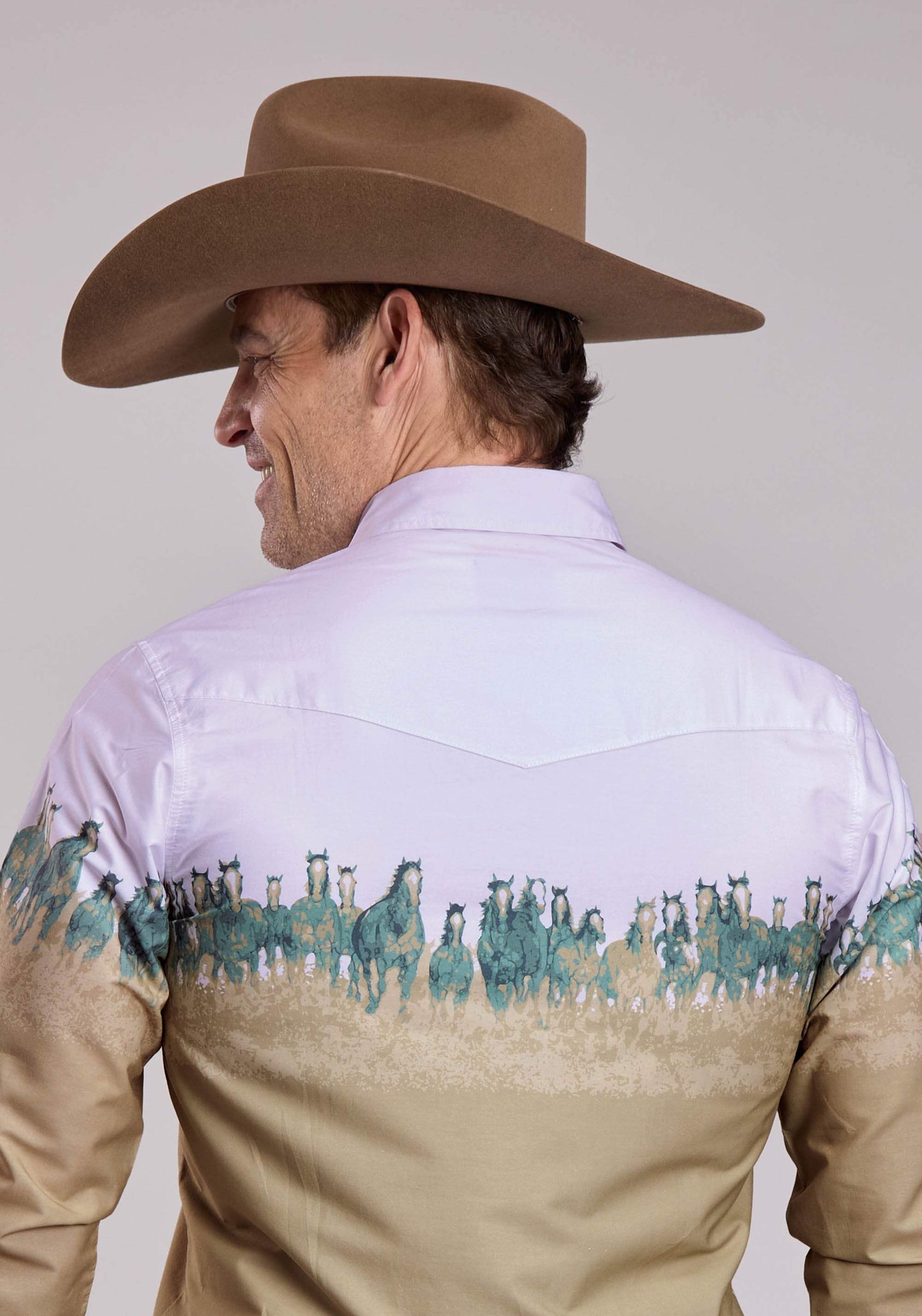 Mens Roper Run Wild Border Long Sleeve Snap Shirt - Roper - Flyclothing LLC