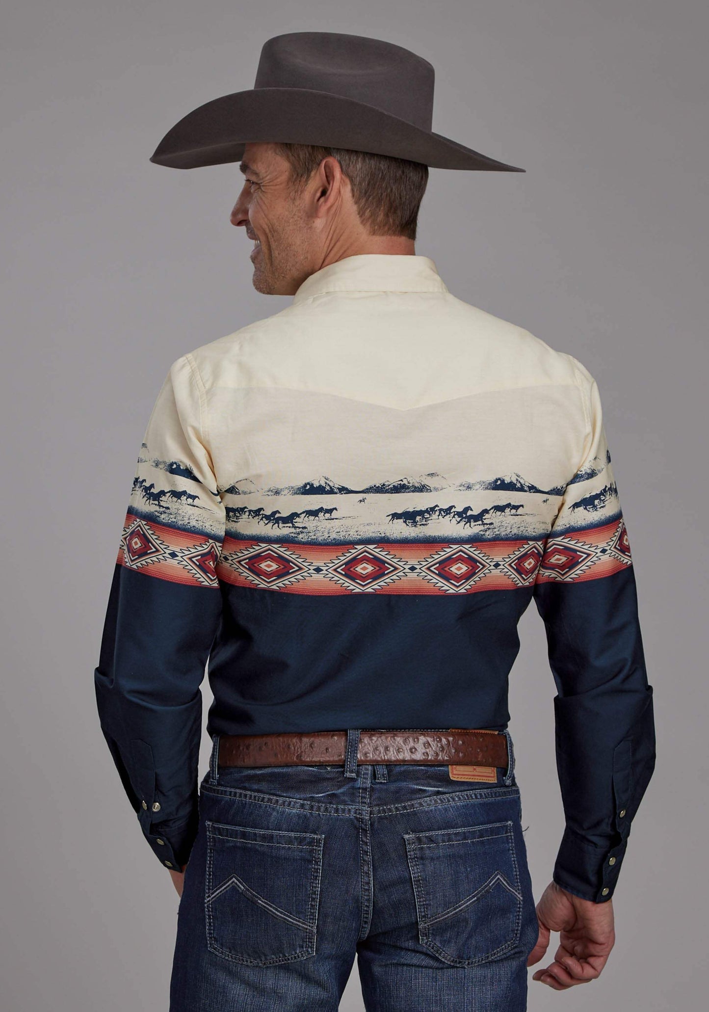Roper Mens Open Range Border Scenic Long Sleeve Snap Western Shirt - Roper - Flyclothing LLC