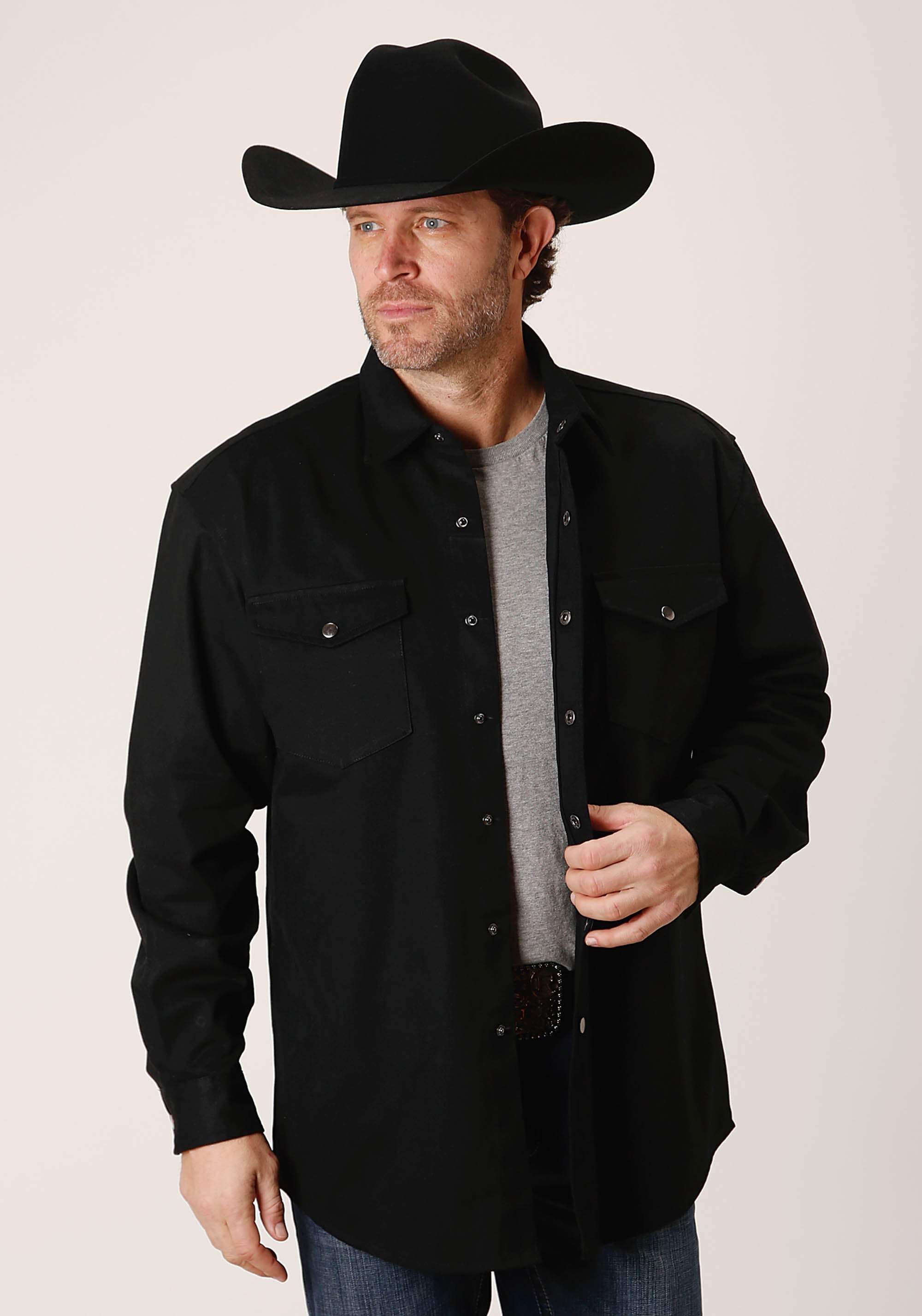 Roper Mens Long Sleeve Snap Brushed Twill Tan Western Shirt - Roper - Flyclothing LLC