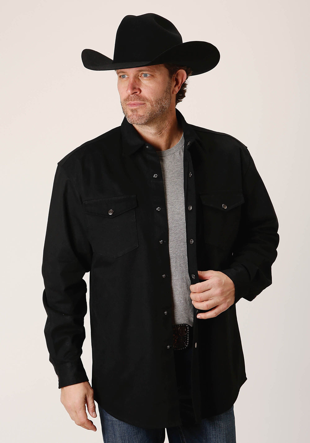 Roper Mens Long Sleeve Snap Brushed Twill Tan Western Shirt - Roper