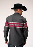 Roper Mens Long Sleeve Snap Aztec Border Western Shirt - Roper
