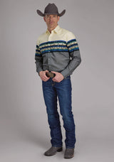 Roper Mens Retro Diamond Border Long Sleeve Snap Western Shirt - Roper - Flyclothing LLC