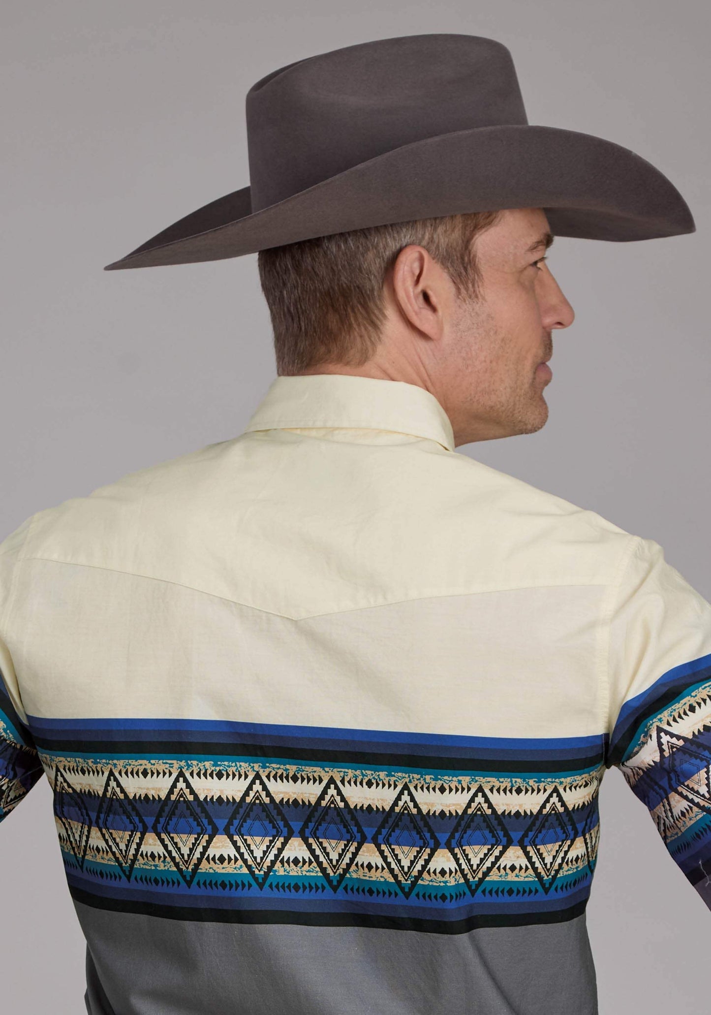 Roper Mens Retro Diamond Border Long Sleeve Snap Western Shirt - Roper - Flyclothing LLC