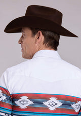 Roper Mens Long Sleeve Snap Horizontal Aztec Ombre Border Print Western Shirt - Roper - Flyclothing LLC