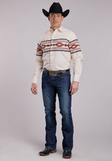 Mens Roper Aztec Border Long Sleeve Snap Shirt