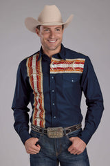 Roper Mens Aztec Border Print Long Sleeve Button Western Shirt - Roper - Flyclothing LLC