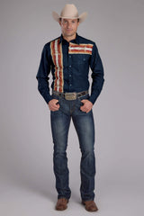 Roper Mens Aztec Border Print Long Sleeve Button Western Shirt - Roper - Flyclothing LLC