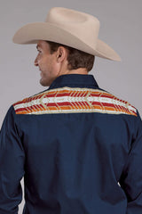 Roper Mens Aztec Border Print Long Sleeve Button Western Shirt - Roper - Flyclothing LLC