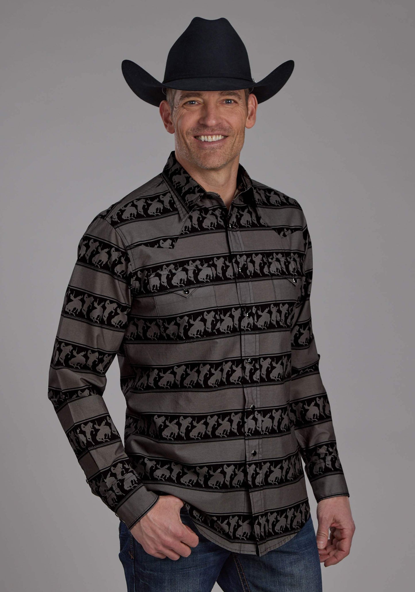 Roper Mens Horizontal Rodeo Stripe Long Sleeve Snap Western Shirt - Roper - Flyclothing LLC
