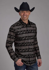 Roper Mens Horizontal Rodeo Stripe Long Sleeve Snap Western Shirt - Roper - Flyclothing LLC