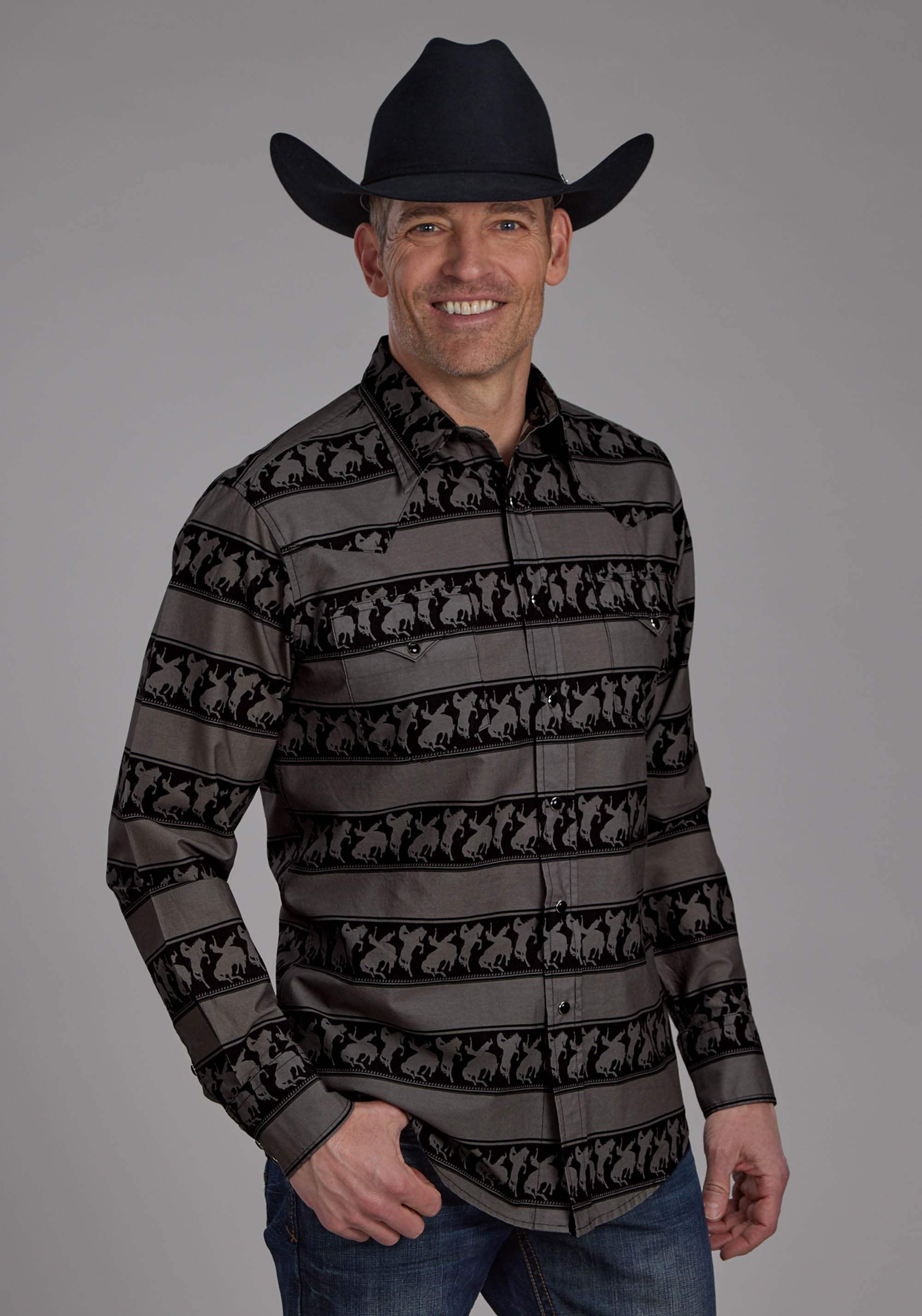 Roper Mens Horizontal Rodeo Stripe Long Sleeve Snap Western Shirt - Roper - Flyclothing LLC