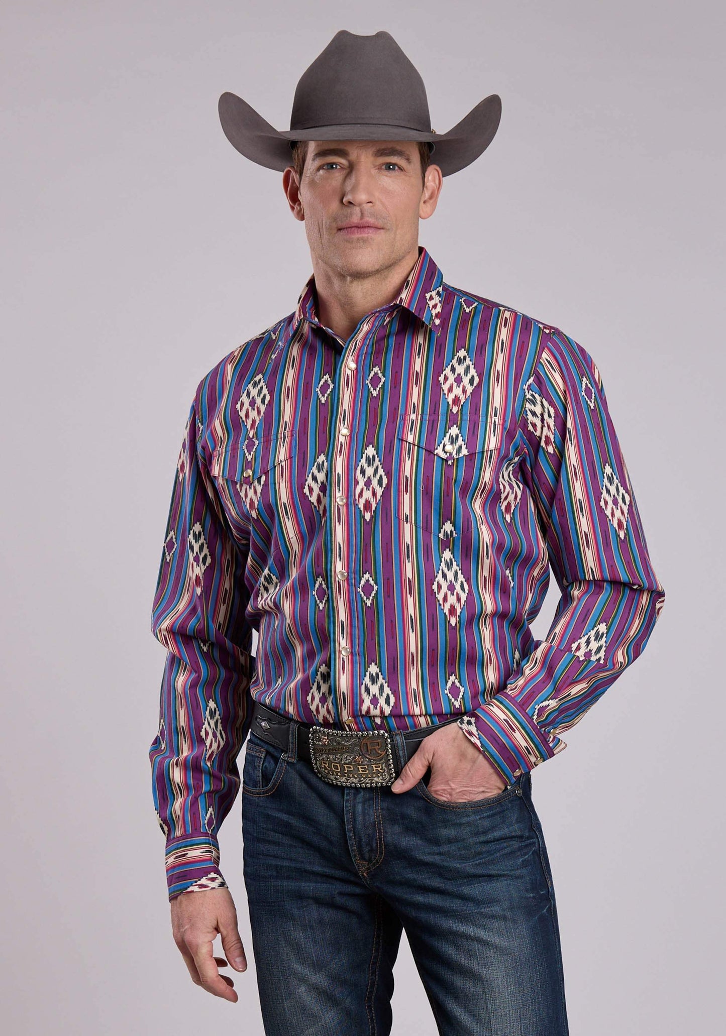 Roper Mens Long Sleeve Snap Vintage Stripe Western Shirt - Roper - Flyclothing LLC