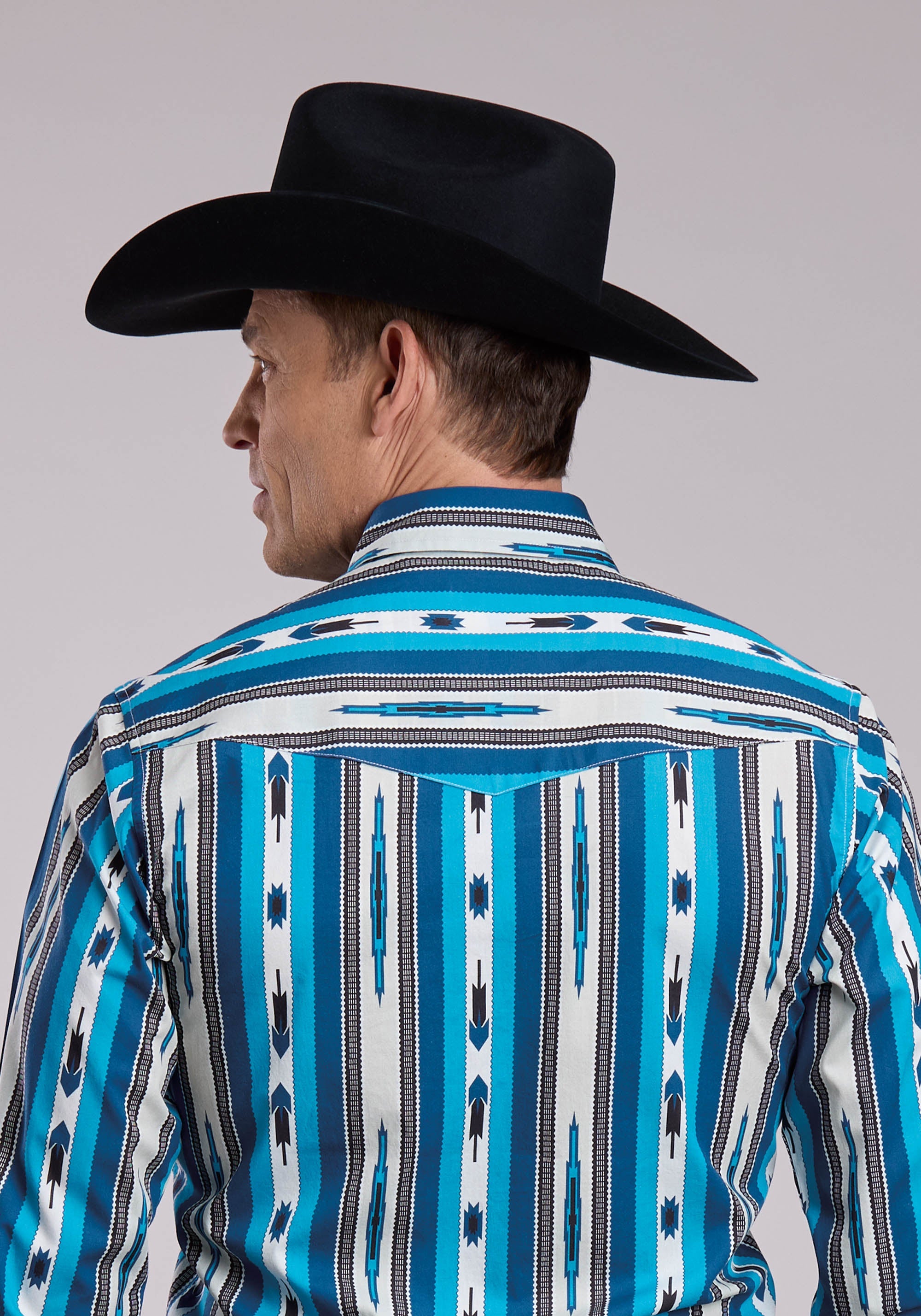Mens Roper Deadstock Stripe Long Sleeve Snap Shirt