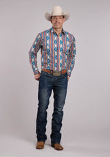 Mens Roper Ombre Stripe Long Sleeve Snap Shirt