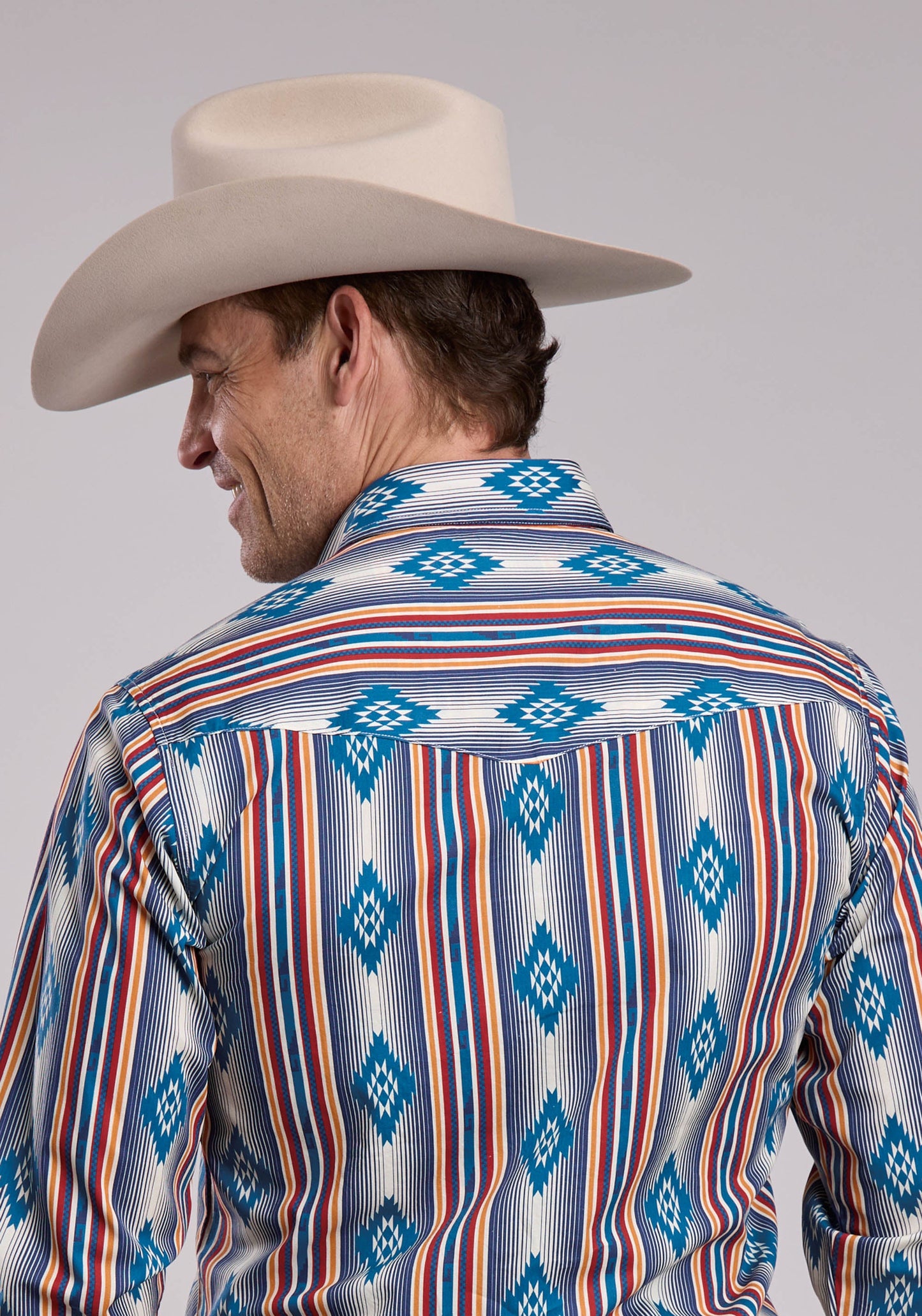 Mens Roper Ombre Stripe Long Sleeve Snap Shirt