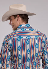 Mens Roper Ombre Stripe Long Sleeve Snap Shirt