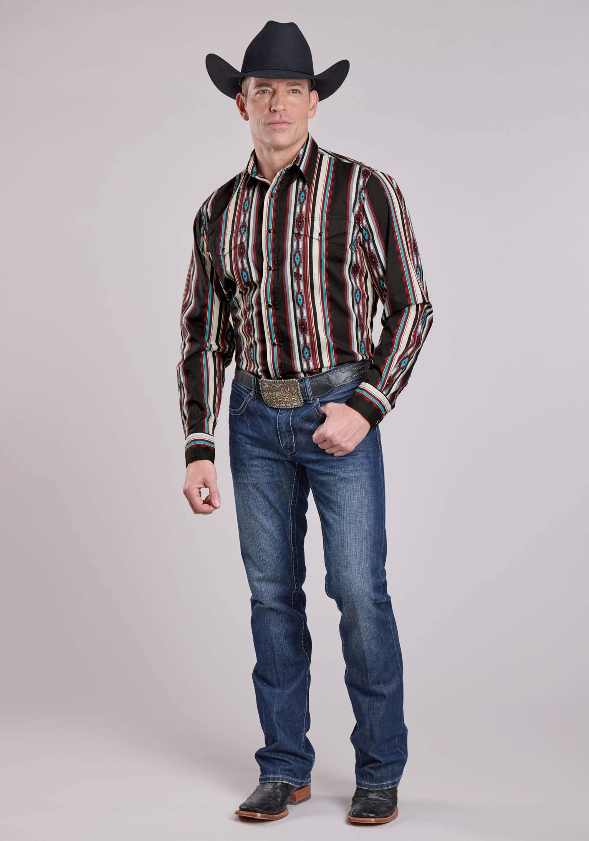 Roper Mens Long Sleeve Snap Serape Stripe Western Shirt - Roper - Flyclothing LLC